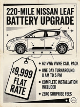 Load image into Gallery viewer, Nissan Leaf 62 kWh Battery Upgrade & Turnkey Swap Service