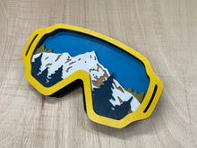 Load image into Gallery viewer, 3D Ski Goggles CNC Cut Handmade Art - Lemon Yellow RGB Deluxe