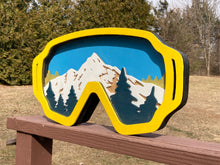 Load image into Gallery viewer, 3D Ski Goggles CNC Cut Handmade Art - Lemon Yellow RGB Deluxe
